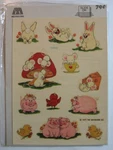 Vtg New Meyercord Slide On Decal Bunnies Mice Pigs Birds #1599-D Old Stock. Fixed Price $6.99.