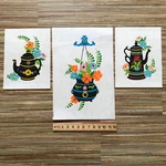 Scandinavian Tole Ware Kitchen Completed Wall Hanging 3 Artex Tri-chem Paintings. Fixed Price $18.24.