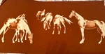 * Tri Chem 8998 Pintos - Horses Suede Picture 12X24 Paint Leave. Unframed. Fixed Price $9.50.