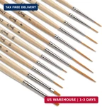 Jerry Q Art 12 Pcs Detail Paint Brushes, Golden Synthetic Hair, High Performance. Fixed Price $16.86.
