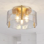 Modern Gold Ceiling Fixture 14.2" Drum 3-LIGHT Farmhouse Water Ripple G.... Fixed Price $123.96.