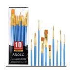 Aroic 10-PIECE Nylon Artist Brush Set Flat Filbert Round For Acrylic Oil Waterc. Fixed Price $12.99.