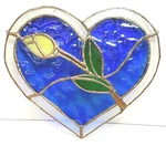 Stained Glass Heart With Flower Handmade 7.5X8.75". Fixed Price $24.99.