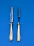 ALS18 By Alvin Sterling Silver Handle Meat Knife Fork Carving Set. Fixed Price $150.00.