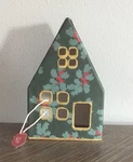 Holiday Time Paper Mache Holly Print House Green & Red Gold Trim Christmas 7X4.5. Fixed Price $10.99.