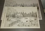 * Tri Chem 7219 Country Garden Meadow Cabin Picture To Paint 12X18 Inches. Fixed Price $12.99.