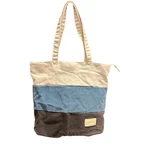 Canvas Artisan Tri Color Blue Tote Bag Beach Market Weekend Inside Pockets Wash. Fixed Price $10.50.