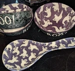 Prima Design (3) 6"W X 2.75"H Bowls & Spoon Rest Ghost With "boo"graphic. Fixed Price $39.99.