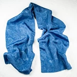 Vintage Japan Royal Blue Paisley Silk Blend Rectangle Shawl Scarf 54"L X 10.5"W. Fixed Price $100.00.