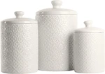 10 Strawberry Street Can-hmptn-wht Kitchen Canister Set, 3 Piece, Hampton White. Fixed Price $73.15.