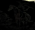 Vtg Tri Chem Moonlight Horse Black Felt Velvet Picture Unpainted! 24 X36 - 1983. Fixed Price $18.00.