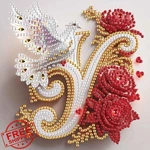 Aiyuanzsh 5D Diamond Art Kit Letter Floral Rose Dove 17X17CM Wall Decor. Fixed Price $20.00.