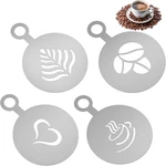 4-PIECE Latte Art Stencil Set For Coffee And Cake Decorating (silver). Fixed Price $13.99.