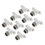 10 Pcs T-type Air Fittings, 5/32 Tube, 3/8 Bspt, Quick Joint, White, Silver. Fixed Price $18.60.
