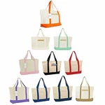Dalix 22" Large Cotton Canvas Zippered Shopping Tote Grocery Bag Black Blue. Fixed Price $13.99.