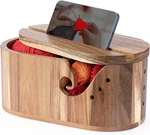 Large Wooden Yarn Bowl With Lid, Oval Holder For Crocheting Do. Fixed Price $49.46.