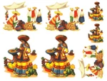 Vintage Image Retro Mexican Pottery Market Senorita Waterslide Decals MIS543. Fixed Price $13.99.