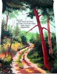 Vintage Hand-paint By Number Picture Forest Scene Motto Happiness 70'S Tri Chem. Fixed Price $12.50.