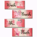 Fencordar 4 Pcs Red Bathroom Decor Abstract Wall Wooden Acces. Fixed Price $17.50.