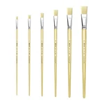 XDT#579 Flat Art Brush Set 6PC #1#3#5#7#9#11 Hog Bristle X-long Handle Oil. Fixed Price $9.99.