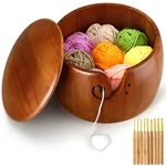 Large Wooden Yarn Bowl With Lid 9"X9"X6" Holder For Knitting Craft Pine .... Fixed Price $41.93.