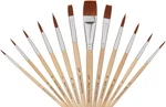 12 Pc Brown Synthetic Hair Round Flat Paint Brush Set With Short Wood Handle. Fixed Price $13.64.
