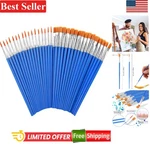 60 Pcs Detail Paint Brushes Set - 30 Flat & Round For Creative Exploration. Fixed Price $13.29.