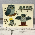 Vintage Meyercord Decorative Craft Decals Cute Gray Owl Full Sheet #1530-H. Fixed Price $12.00.