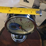 Mechanical Silver Metal Desk Clock Analog Round Artistic Abstract Dial. Fixed Price $19.98.
