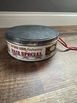 Vintage Tin / Tri Chem Liquid Embroidery Fair Special Circus Train (empty). Fixed Price $19.00.