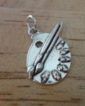 3D 15X21MM Paint Brushes Artist Palette Sterling Silver Charm. Fixed Price $37.05.