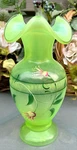 Vhtf Fenton**key Lime Hand Painted Tri-finish Vase** Qvc... #C8556...2009 Glows. Fixed Price $255.00.