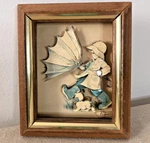 Vintage Cottagecore Framed 3D Shadow Box Art Boy Umbrella Dog Wood Nurse. Fixed Price $40.00.
