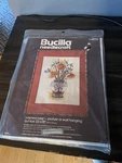 Vtg Bucilla Needlecraft Oriental Vase Flowers Picture Wall Hanging Kit Mip 48734. Fixed Price $15.00.