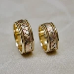 New Matching His & Hers 14K Tri-color Gold 8.5MM Woven Wedding Bands 15.3 Grams!. Fixed Price $2995.00.