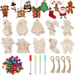 50 Pieces Christmas Wooden Ornaments Blanks Pendants Unfinished Predrilled. Fixed Price $15.28.