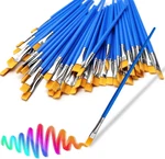 30 Pcs Kids Paint Brushes Flat Nylon Acrylic Oil Watercolor Art Blue Bulk. Fixed Price $9.56.