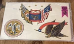 Vintage Meyercord Decorator Decals Patriotic American Eagle, Drum, Flags 1104-B. Fixed Price $9.95.
