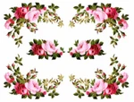 Vintage Image Pink And Red Shabby Rose Corners Swags Waterslide Decals FL432. Fixed Price $13.99.