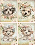 8 Puppy Dog Shabby Chic Flowers Hats Glossy Blank Fold Out Note Cards Envelopes. Fixed Price $16.95.