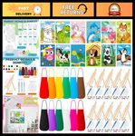 84 Pcs Paint Party Set 12 Pre-drawn Animal Canvases, Brushes, Acrylics & Apron. Fixed Price $131.99.