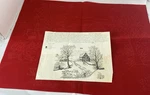 Tri Chem Cabin Snow Scene Liquid Embroidery Picture Red Instructions Vtg 24X18. Fixed Price $29.99.