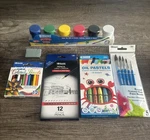 Bazic Art Supplies Set - Colored Pencils, Design Oil Pastels, Paint,. Fixed Price $22.00.