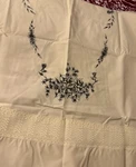 Vintage Tri Chem New 68X88 Tea Roses & Violets With 3 Lace Tablecloth. Fixed Price $28.50.
