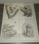 4 Baby Animals Tri Chem Picture To Paint 6" X 8" Koala Fawn Bunny Raccoon. Fixed Price $10.00.