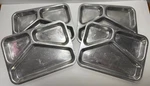 Vtg Cavalier Nasco Aluminum Divided 3-SECTION Serving Tray Plates Set 4 Camping. Fixed Price $24.00.