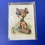 Vintage Meyercord Decal Puppy On Log Mouse Flowers 1976 Joanne Thomas 1538-K. Fixed Price $11.99.