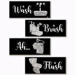 Fencordar 4 Pcs Silver Bathroom Decor Funny And Black Wall Art Wooden. Fixed Price $17.50.