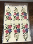 6-PACK Nos Vintage Meyercord Pink/blue Flower Decals 598-A 2" X 5.5". Fixed Price $5.84.
