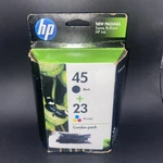 Genuine Hp 45 Black & 23 Tri-color Ink Combo Pack Sealed Exp 2011. Fixed Price $46.74.